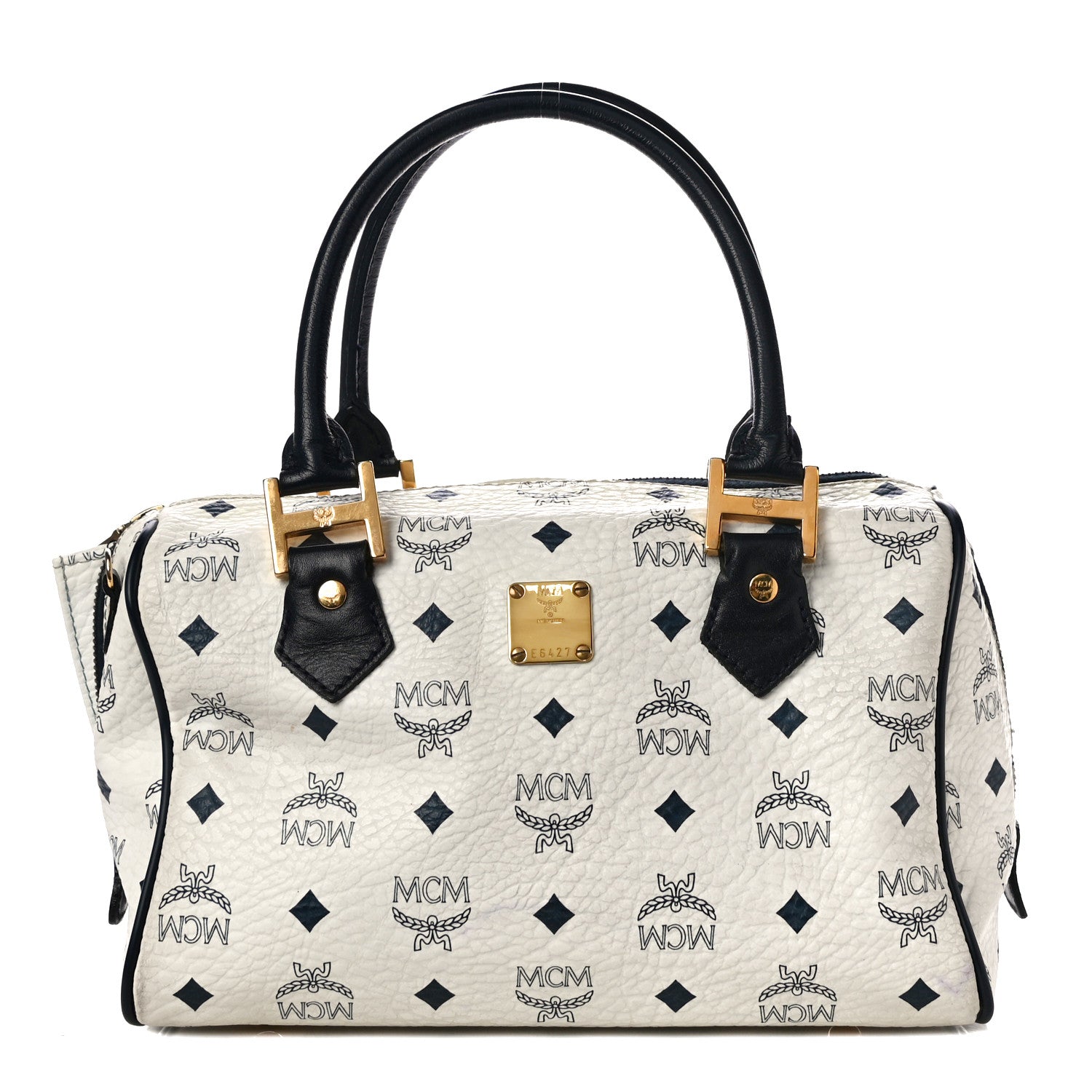 MCM Visetos Boston Satchel White 1 of 10