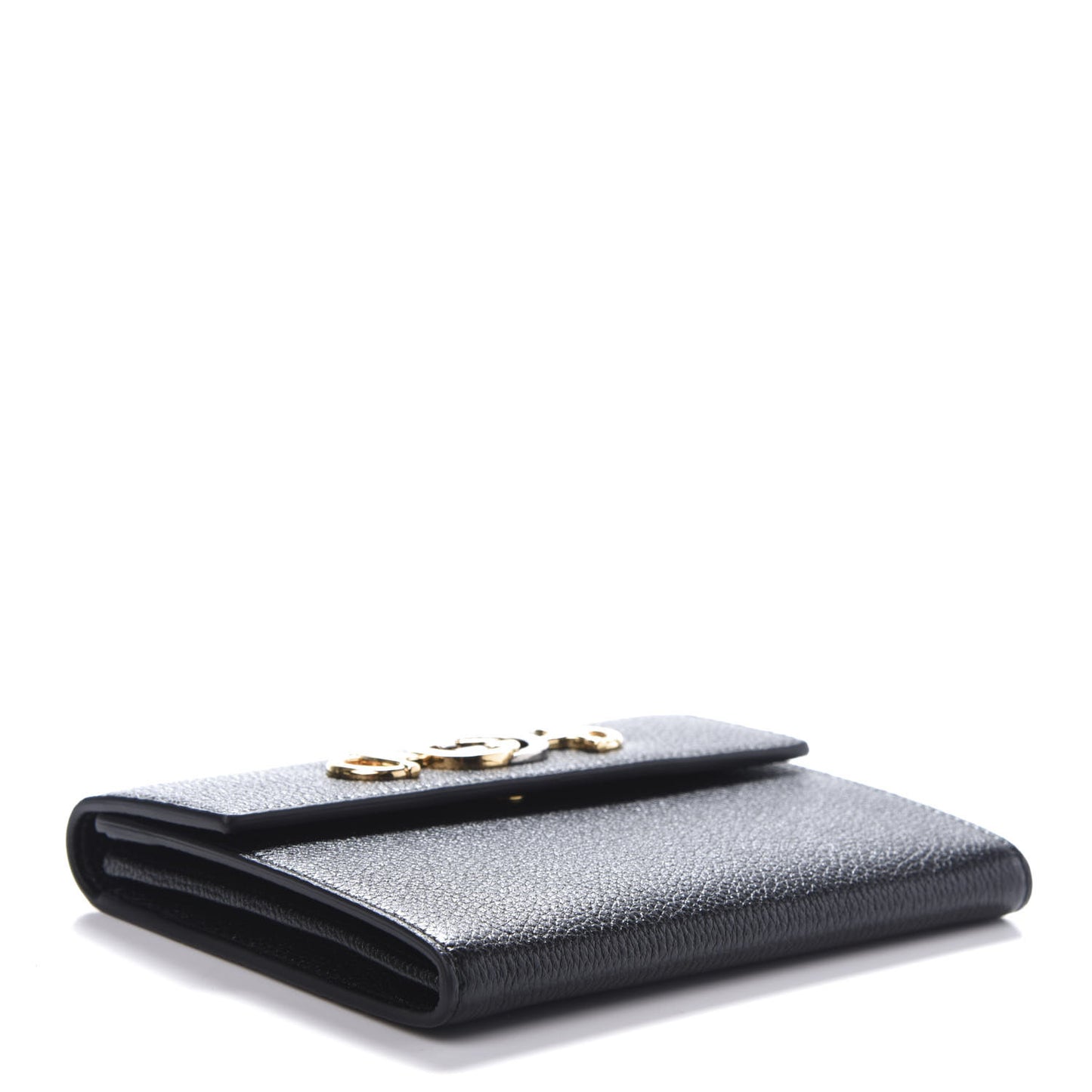 Grainy Calfskin Zumi Flap Card Case Black