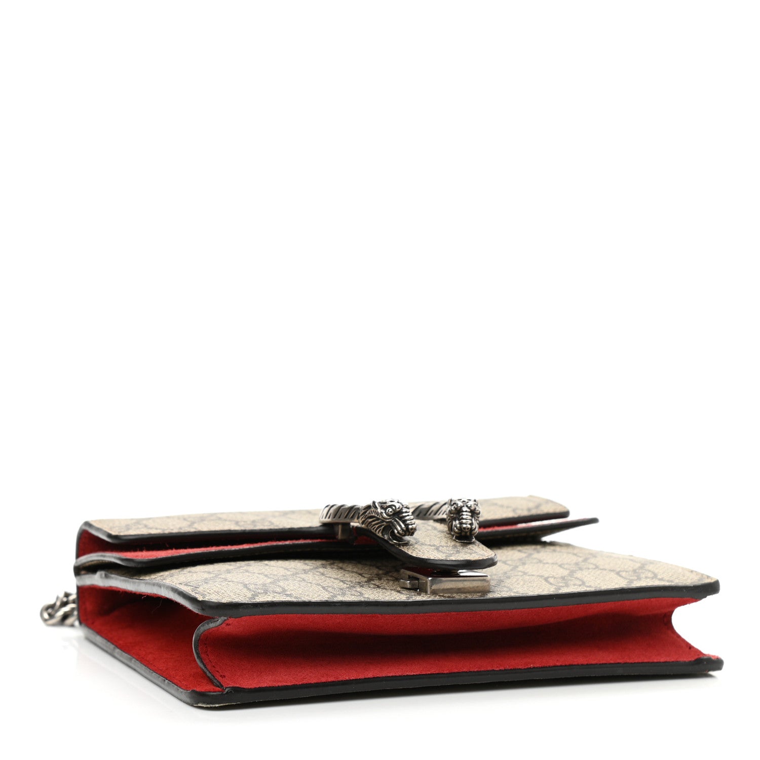 Gucci GG Supreme Monogram Suede Mini Dionysus Shoulder Bag Beige Ebony Vulcanic Red 4 of 11