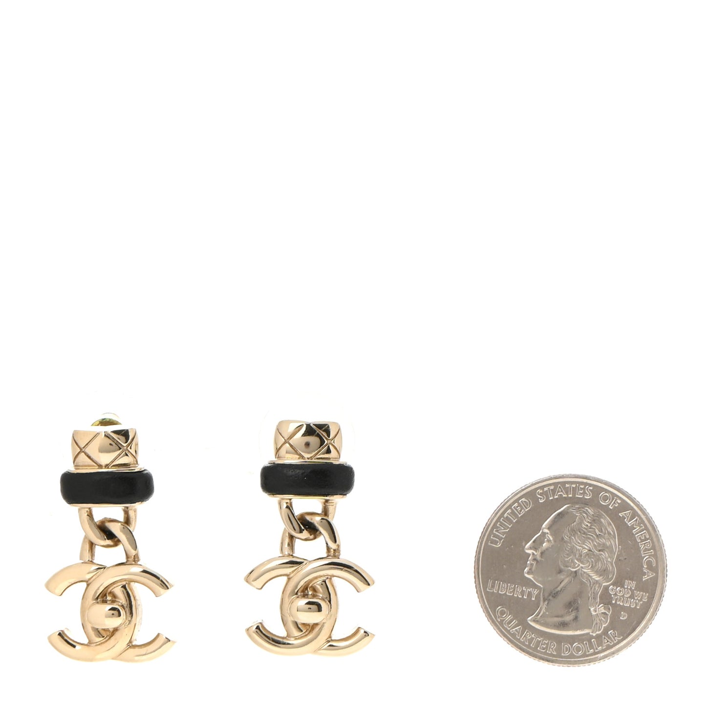 Lambskin CC Turnlock Drop Earrings Gold Black