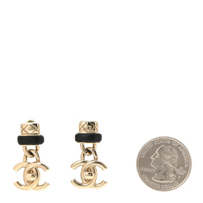 Chanel Lambskin CC Turnlock Drop Earrings Gold Black 2 of 6
