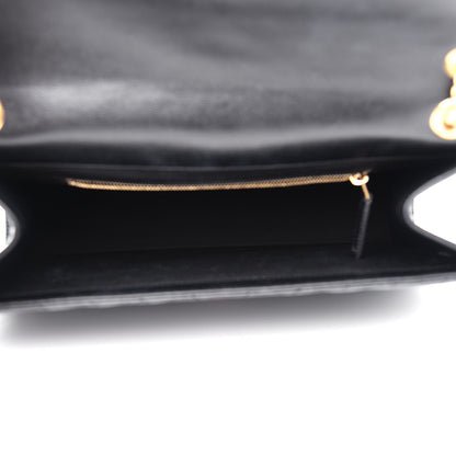 Saint Laurent Grain De Poudre Matelasse Chevron Large Monogram Satchel Black 5 of 11