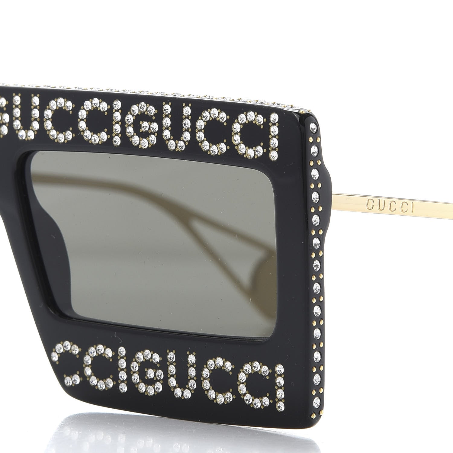 Gucci Acetate Crystal Mask-Frame Sunglasses GG0431S Black 7 of 8