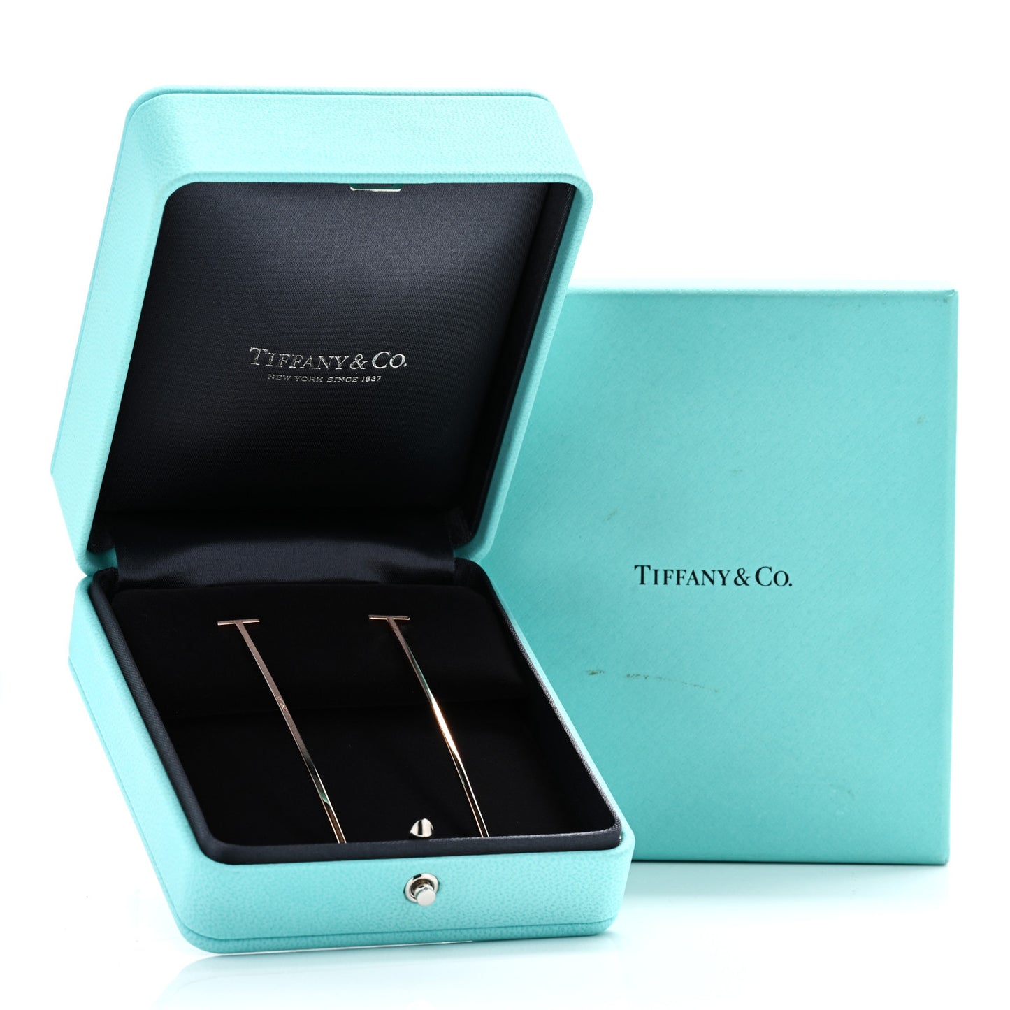 18K Rose Gold T Elongated Wire Bar Earrings