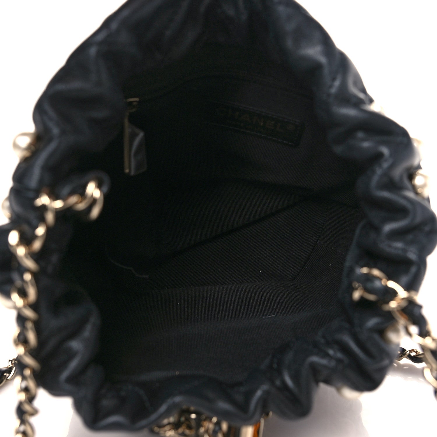 Chanel Lambskin Quilted Pearl About Pearls Drawstring Bag Black 5 of 10