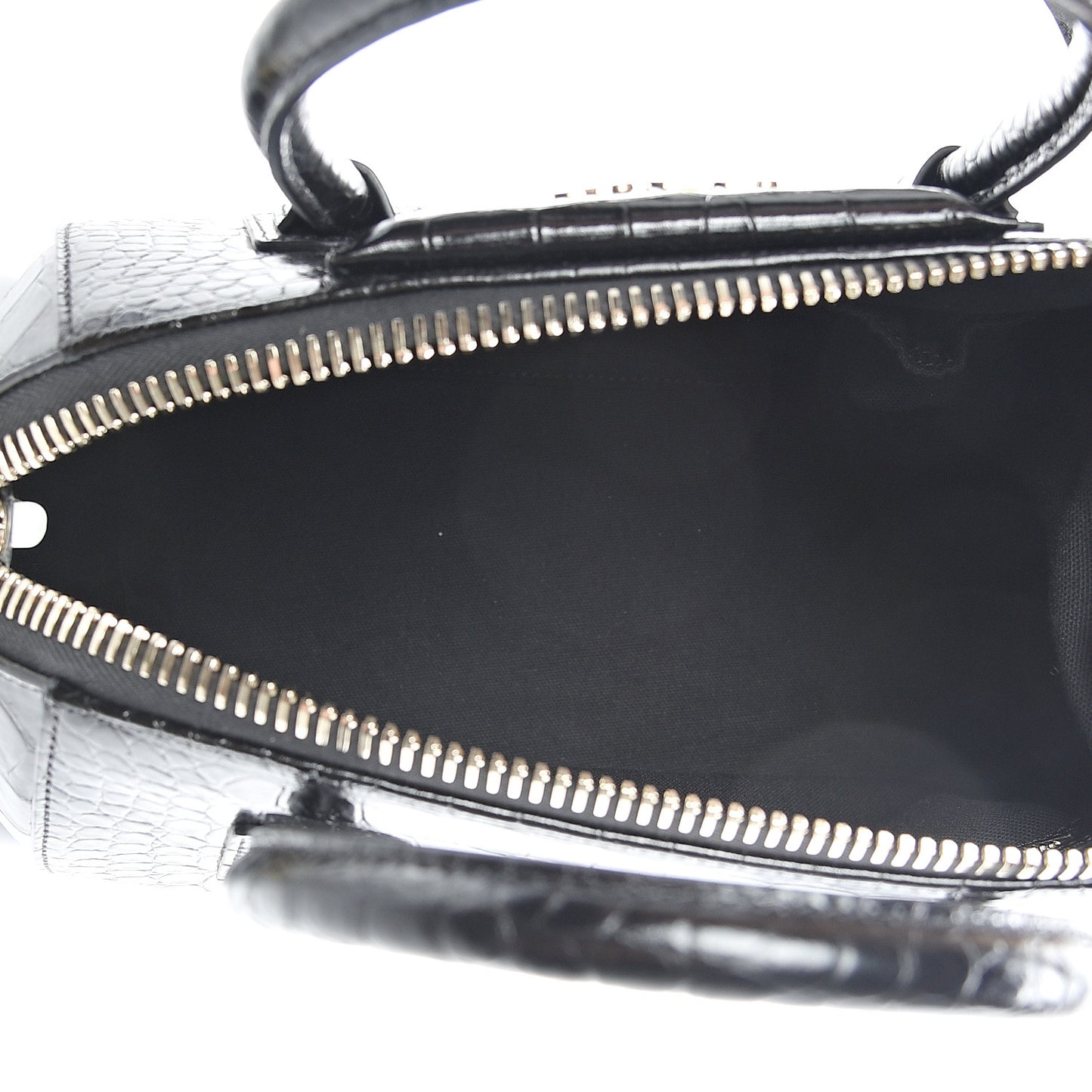 Calfskin Crocodile Embossed Small Antigona Black