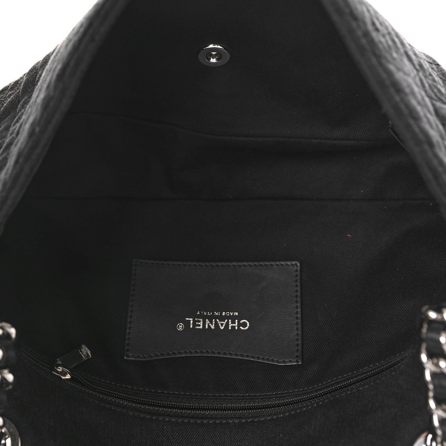 Chanel Denim Camellia Embroidered Large Flap Black 5 of 9