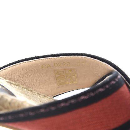 Christian Dior Canvas Embroidered Granville Espadrille Crisscross Flat Slide Sandals 37.5 Spicy Red 8 of 9