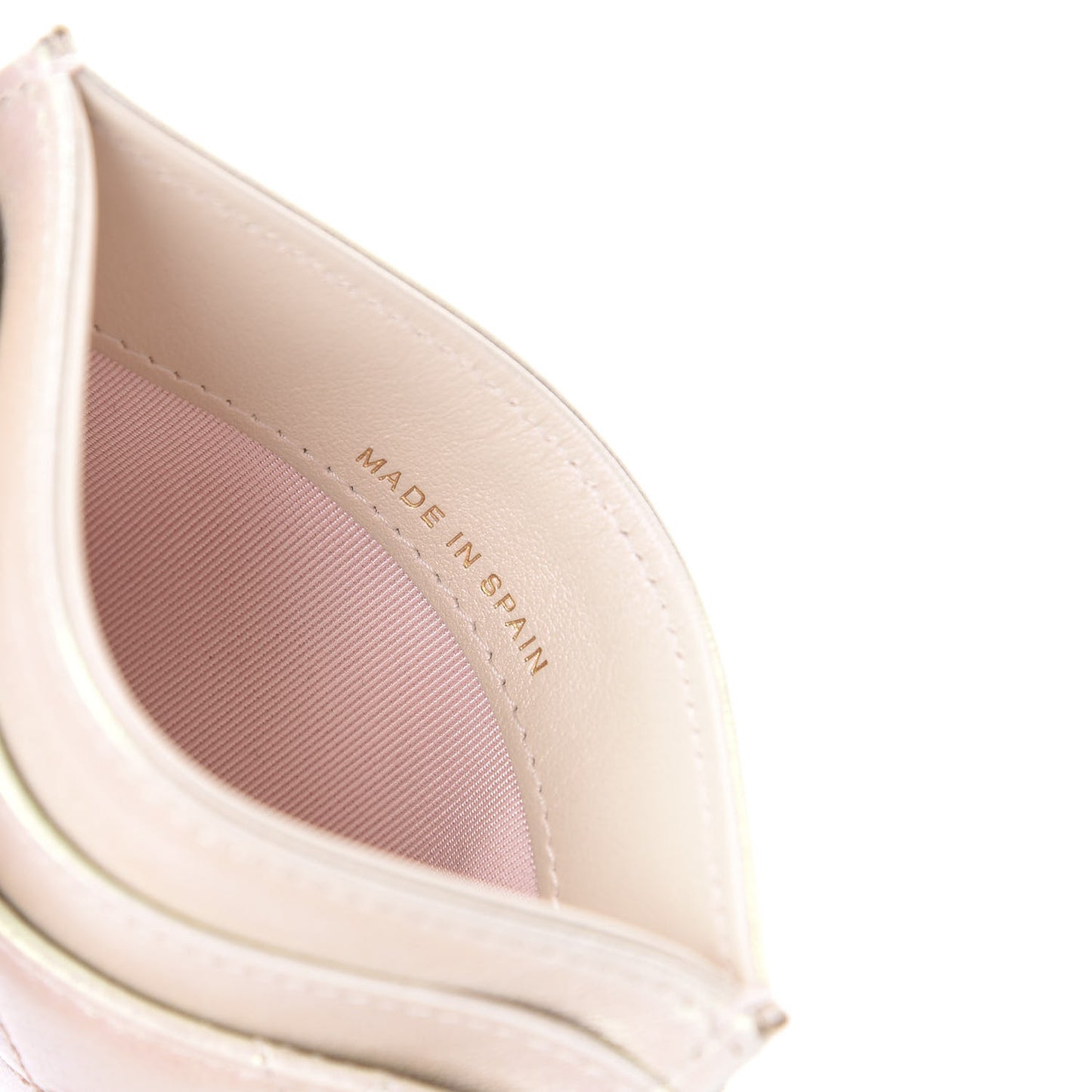 Iridescent Lambskin Quilted Card Holder Ivory