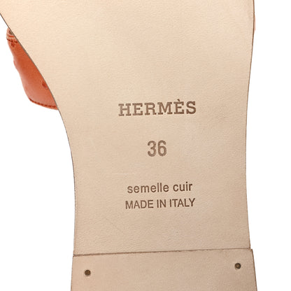 Hermes Ostrich Oran Sandals 36 Orange 7 of 10