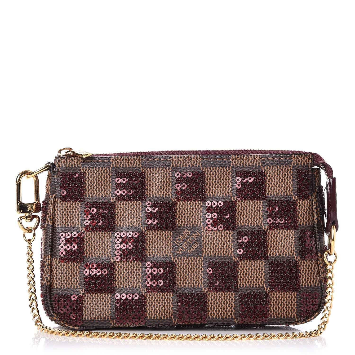 Louis Vuitton Damier Paillettes Mini Pochette Accessories Red 1 of 8