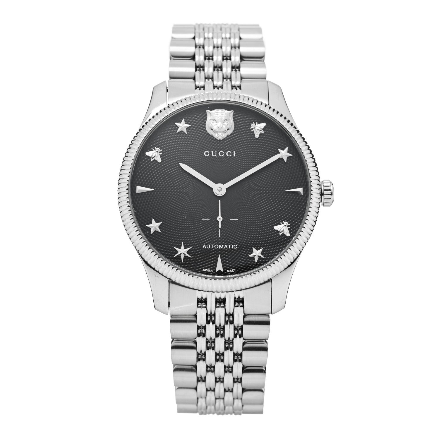 Gucci Stainless Steel 40mm G-Timeless Charm Automatic Watch Black 1 of 4