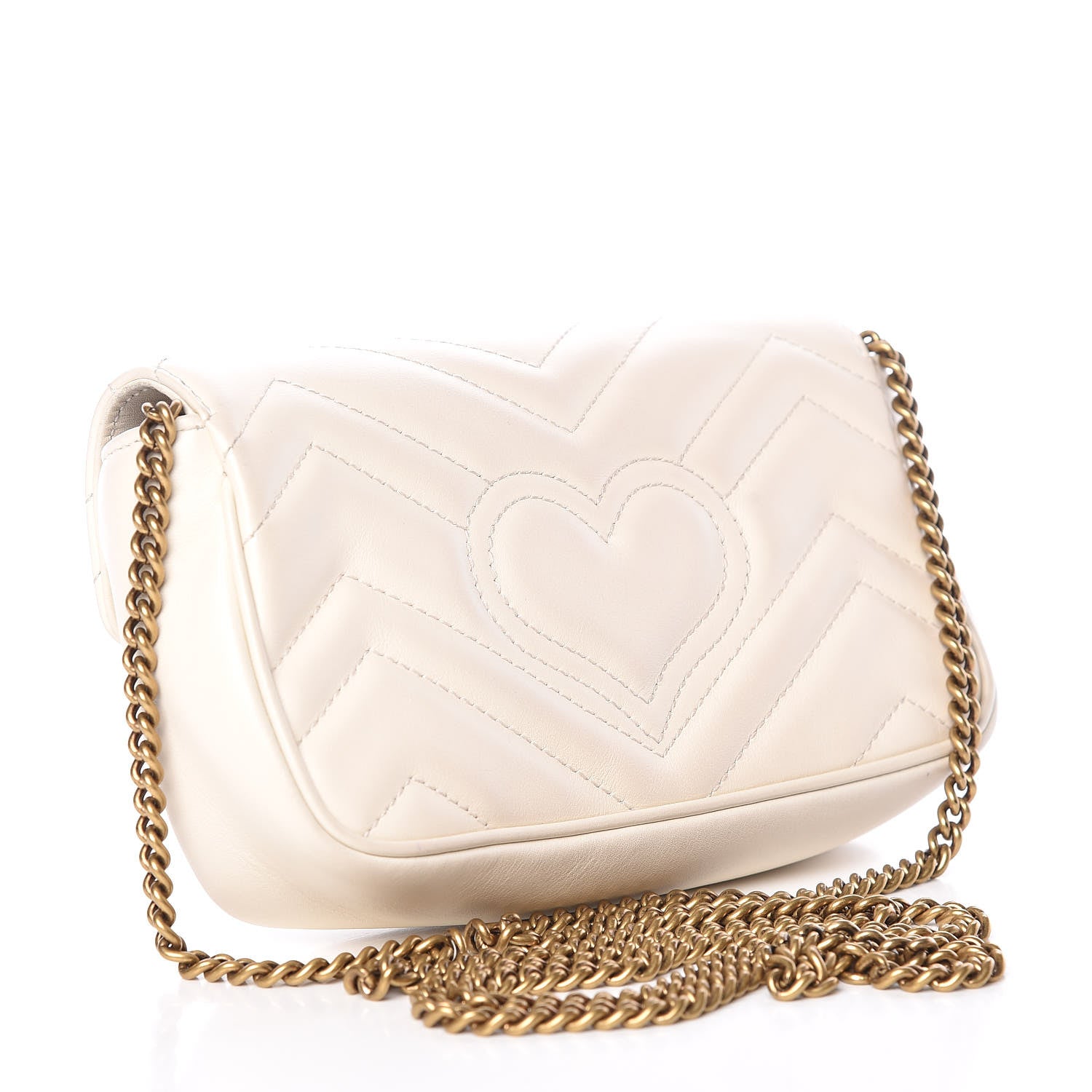 Gucci Calfskin Matelasse Super Mini GG Marmont Shoulder Bag White 3 of 17