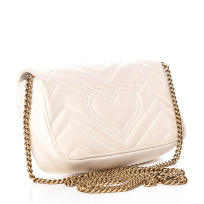 Gucci Calfskin Matelasse Super Mini GG Marmont Shoulder Bag White 3 of 17