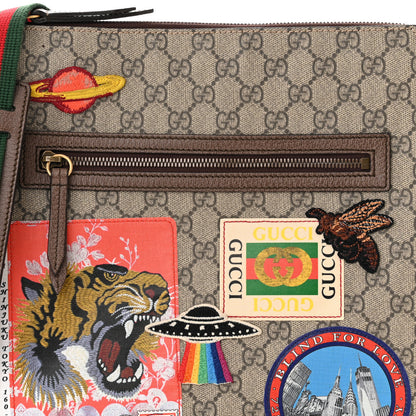 Gucci Soft GG Supreme Monogram Courrier Web Medium Flat Messenger Bag Beige New Acero Multicolor 8 of 12