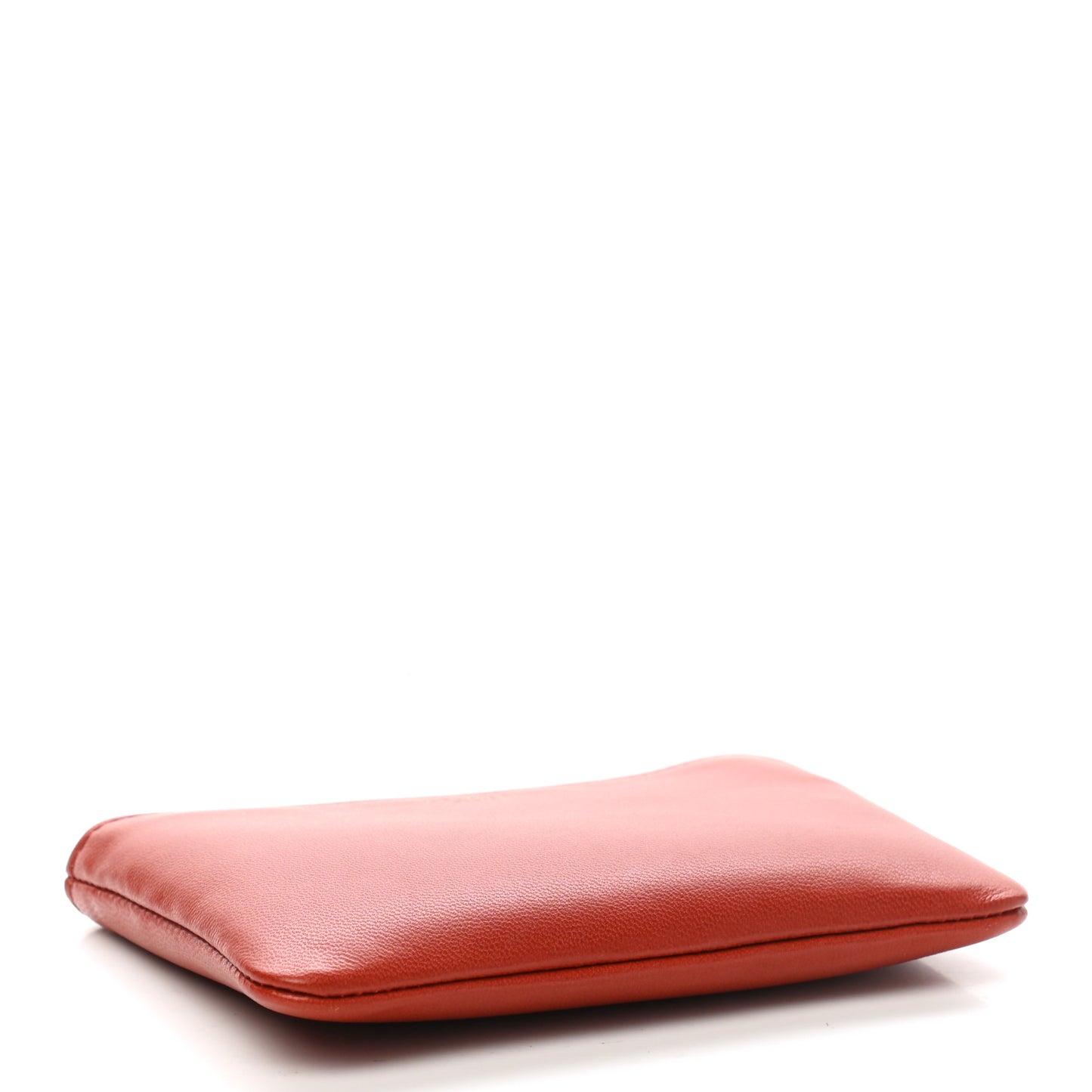 Calfskin Medium Half Zip Multifunction Wallet Coin Purse Fox Red