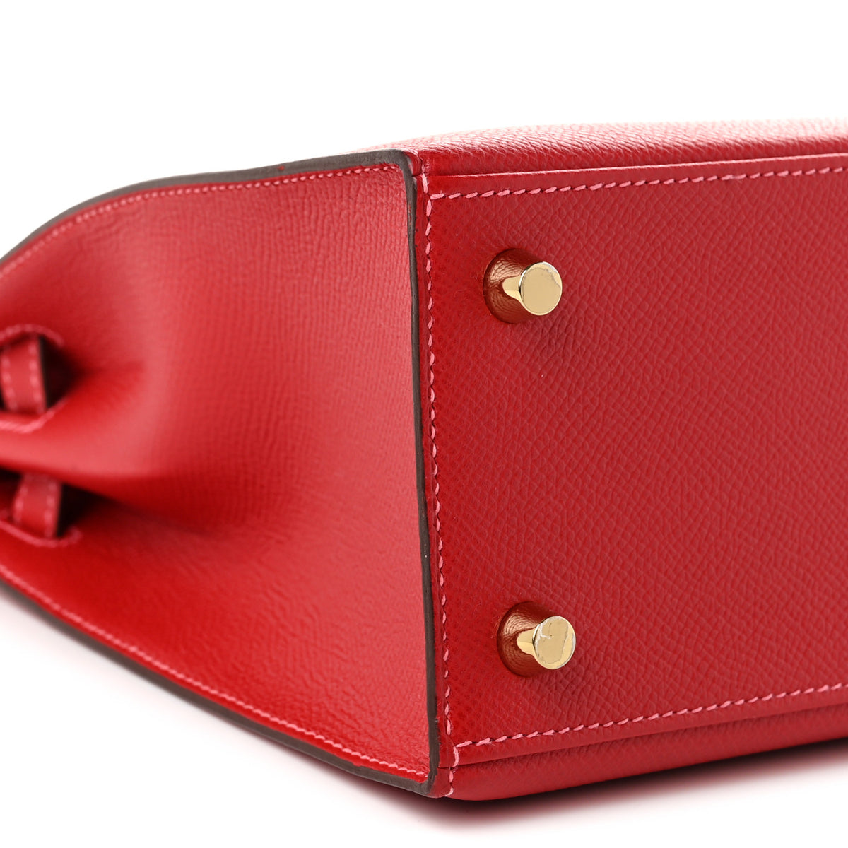 Hermes Epsom Horseshoe Kelly Sellier 25 Rouge Casaque Rose Lipstick 9 of 11