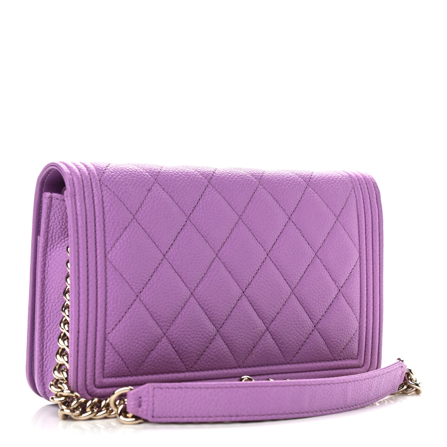 Chanel Caviar Quilted Boy Wallet On Chain WOC Purple 3 of 13
