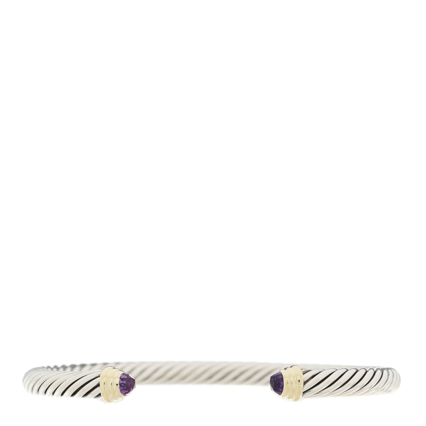 Sterling Silver 14K Yellow Gold Amethyst 5mm Cable Classics Petite Color Bracelet