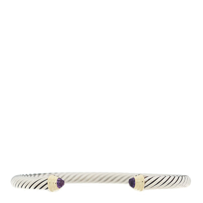 David Yurman Sterling Silver 14K Yellow Gold Amethyst 5mm Cable Classics Petite Color Bracelet 1 of 4