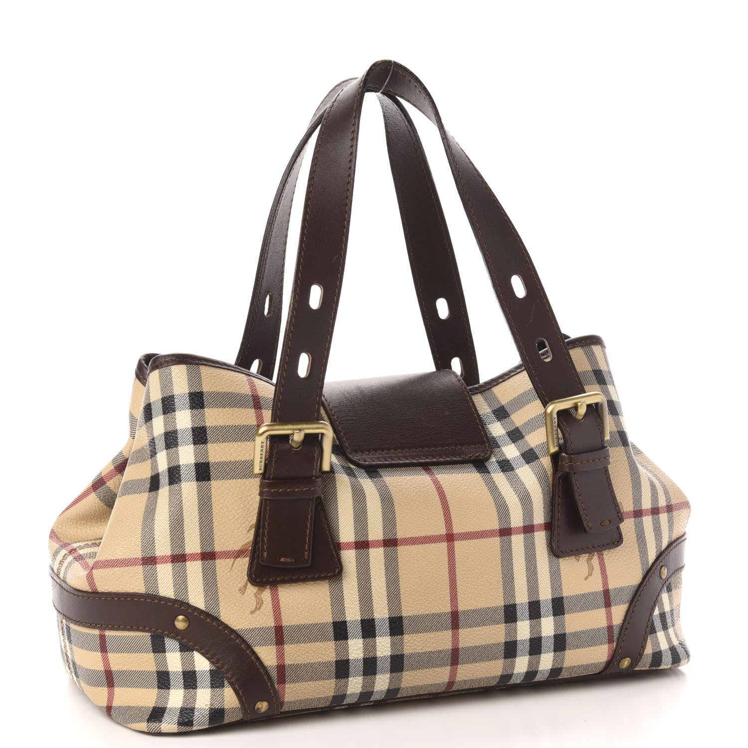Burberry Haymarket Check Buckle Satchel Chocolate 3 of 13