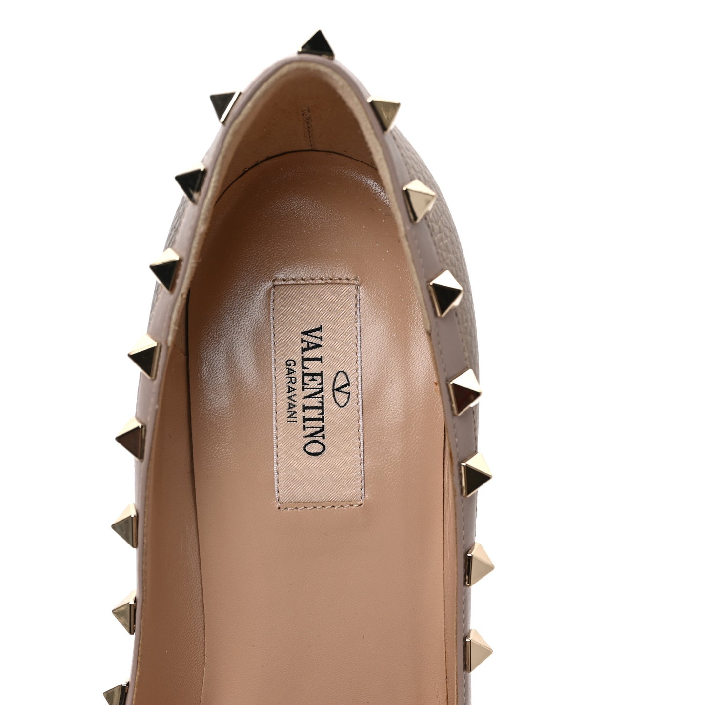 Metallic Pebbled Calfskin Rockstud 100mm Pumps 38 Sasso Poudre