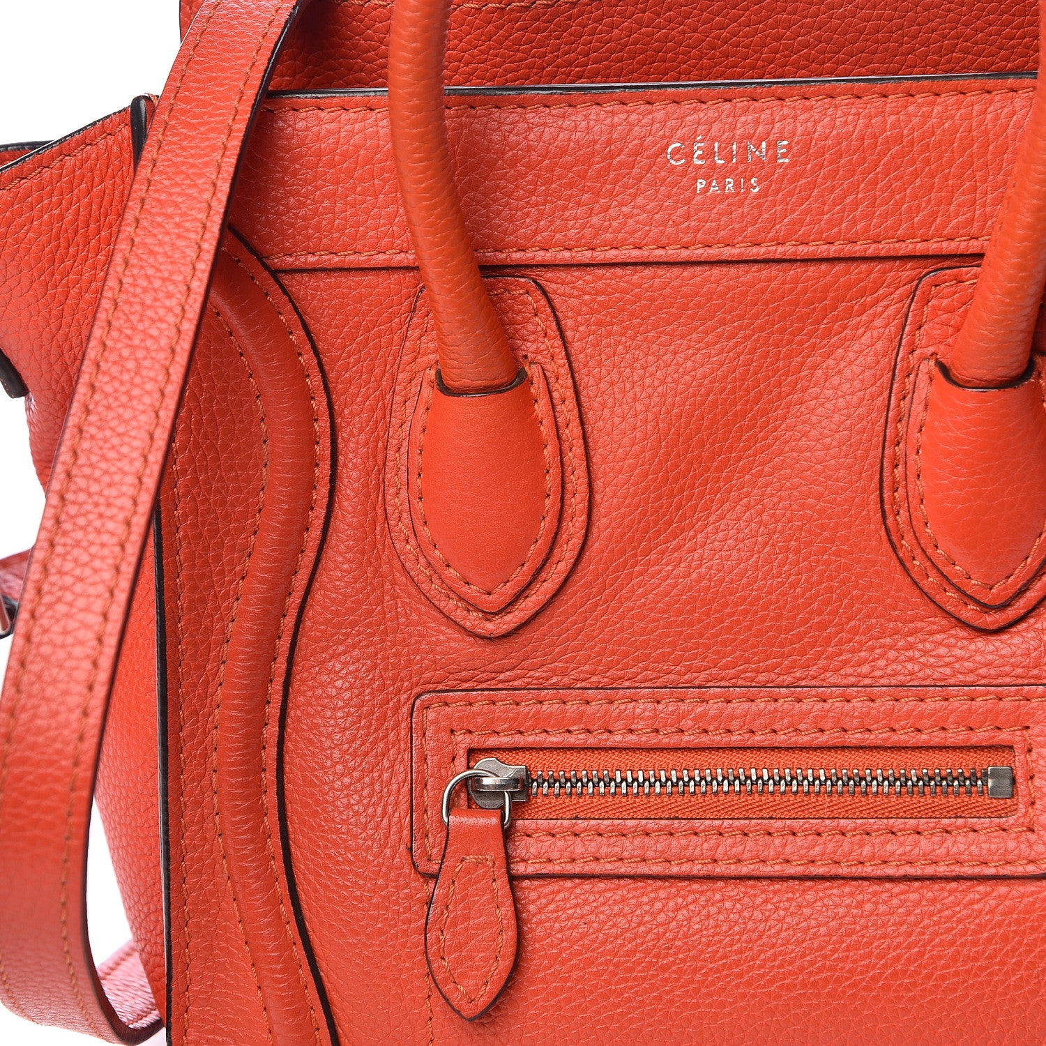 Celine Smooth Calfskin Nano Luggage Vermillion 9 of 11