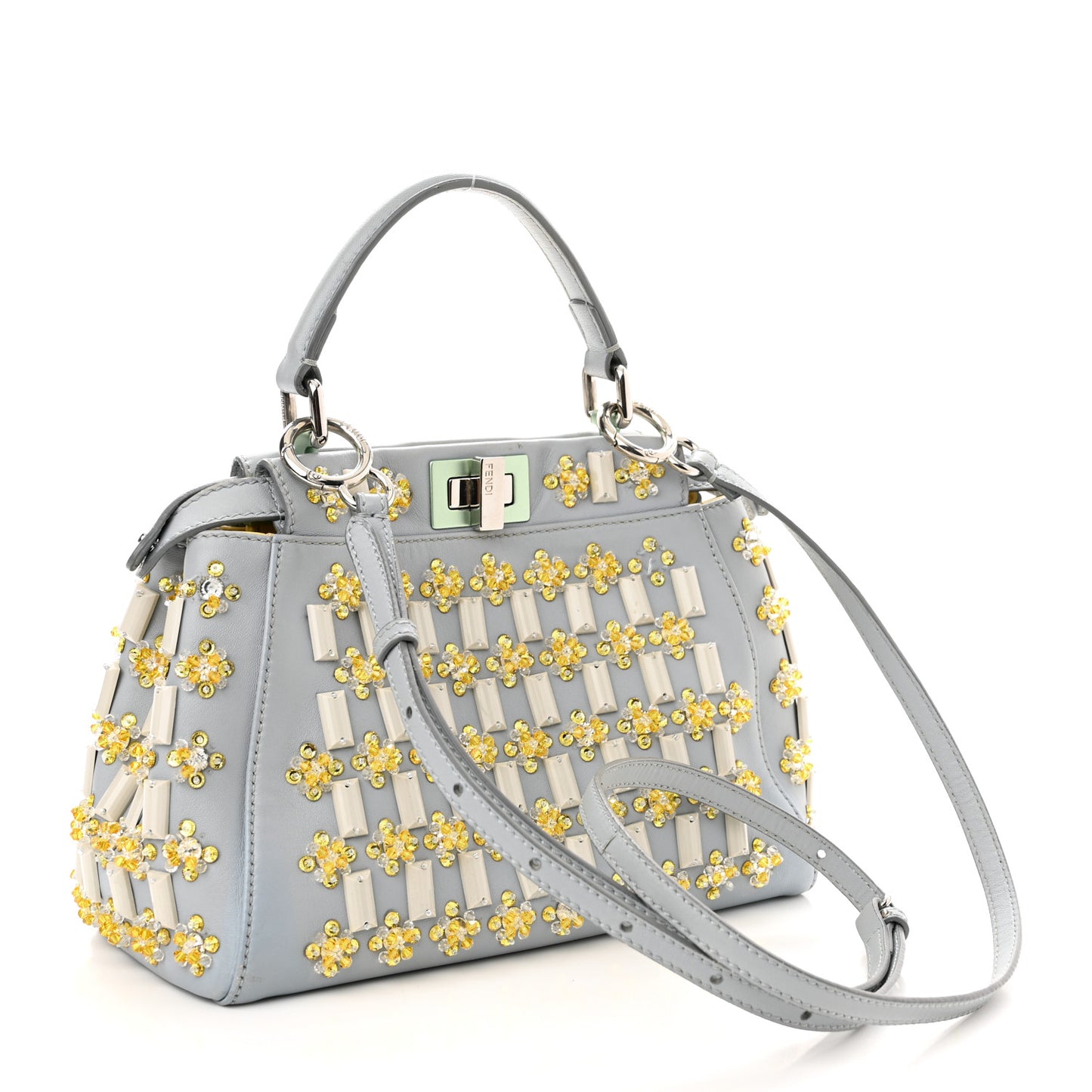 Nappa Crystal Mini Peekaboo Iconic Satchel Light Blue