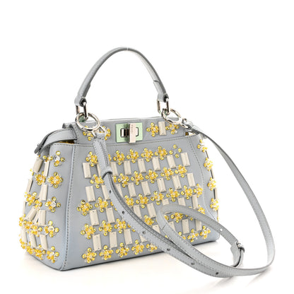 Fendi Nappa Crystal Mini Peekaboo Iconic Satchel Light Blue 3 of 11
