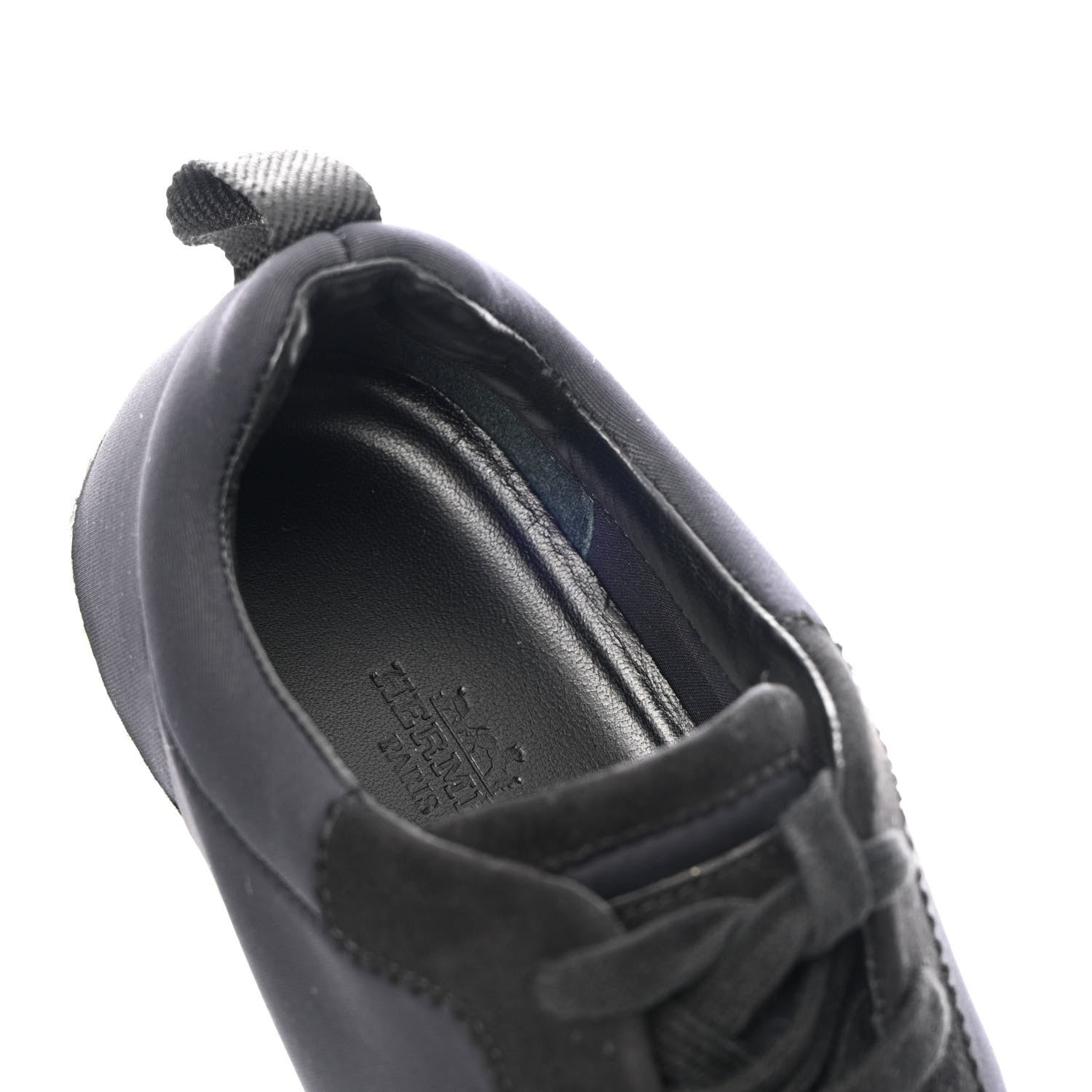 Hermes Technical Jersey Suede Goatskin Bouncing Sneakers 37 Black White 12 of 13