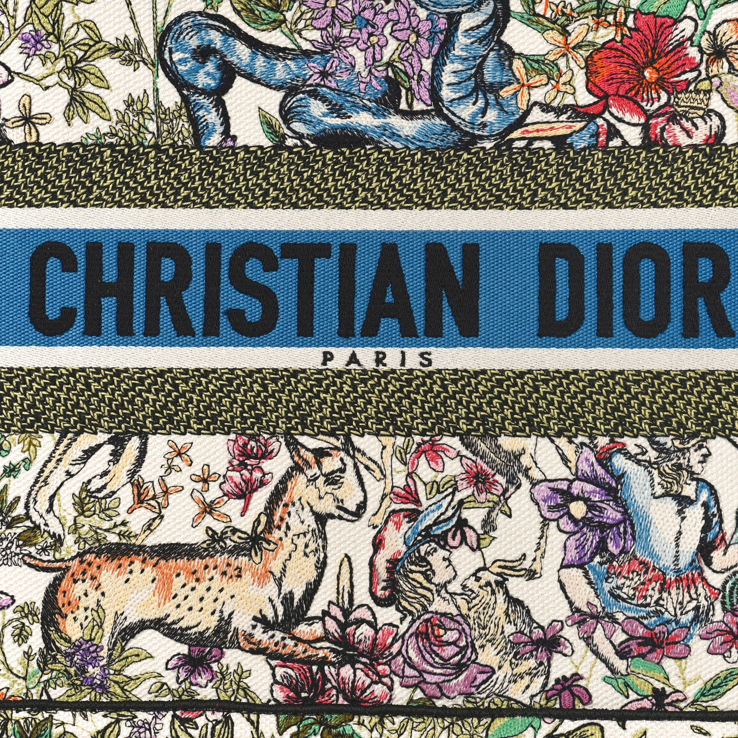 Christian Dior Canvas Embroidered Medium D-Constellation Book Tote Latte Multicolor 7 of 10
