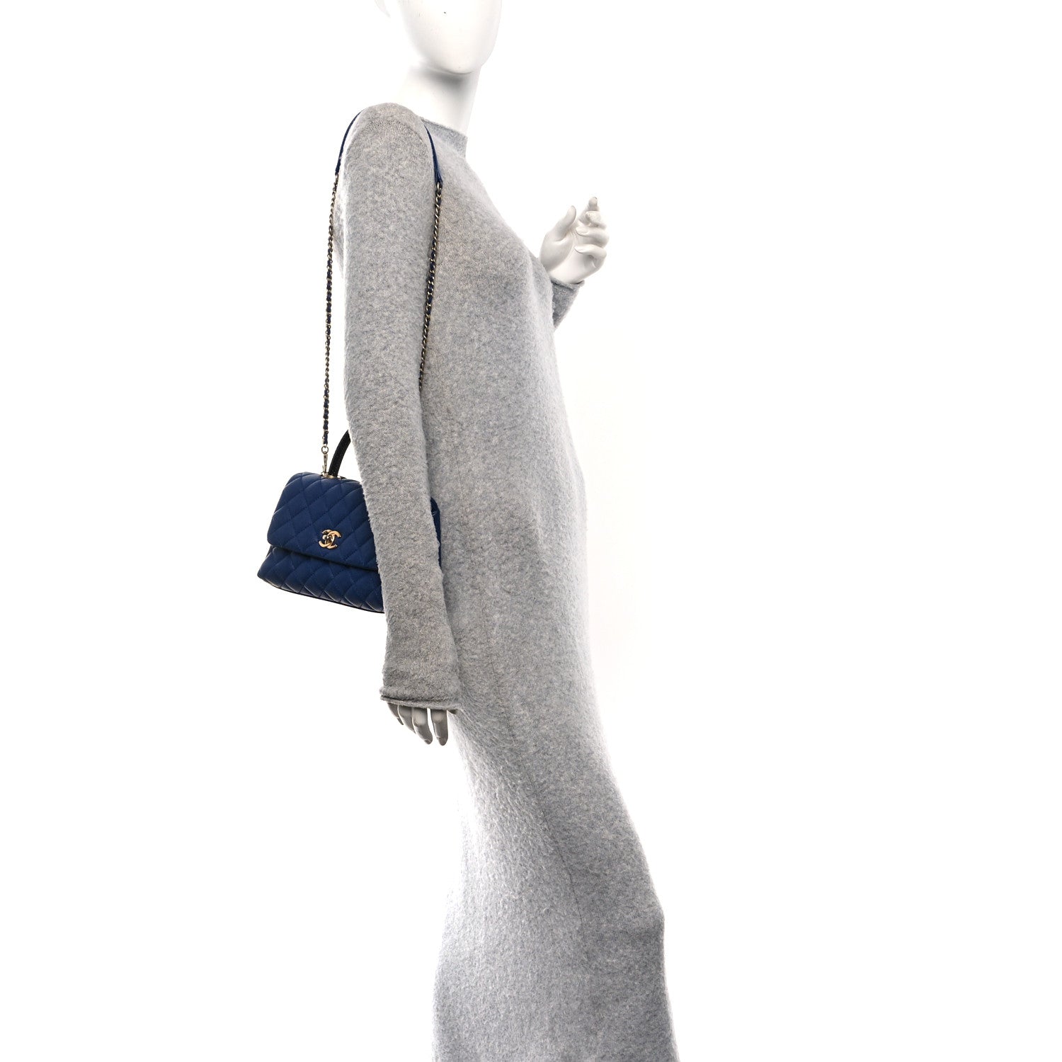 Chanel Caviar Elaphe Quilted Mini Coco Handle Flap Blue 2 of 11