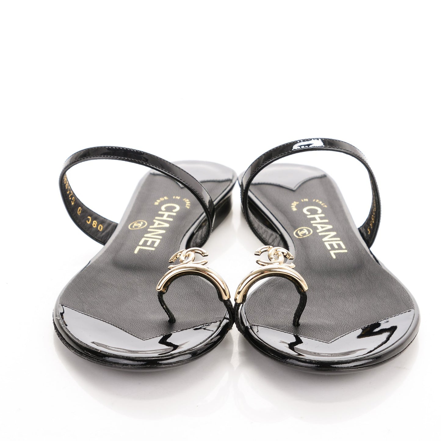 Patent CC Toe Ring Sandals 36 Black