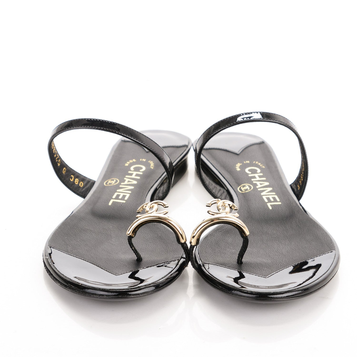 Chanel Patent CC Toe Ring Sandals 36 Black 2 of 7
