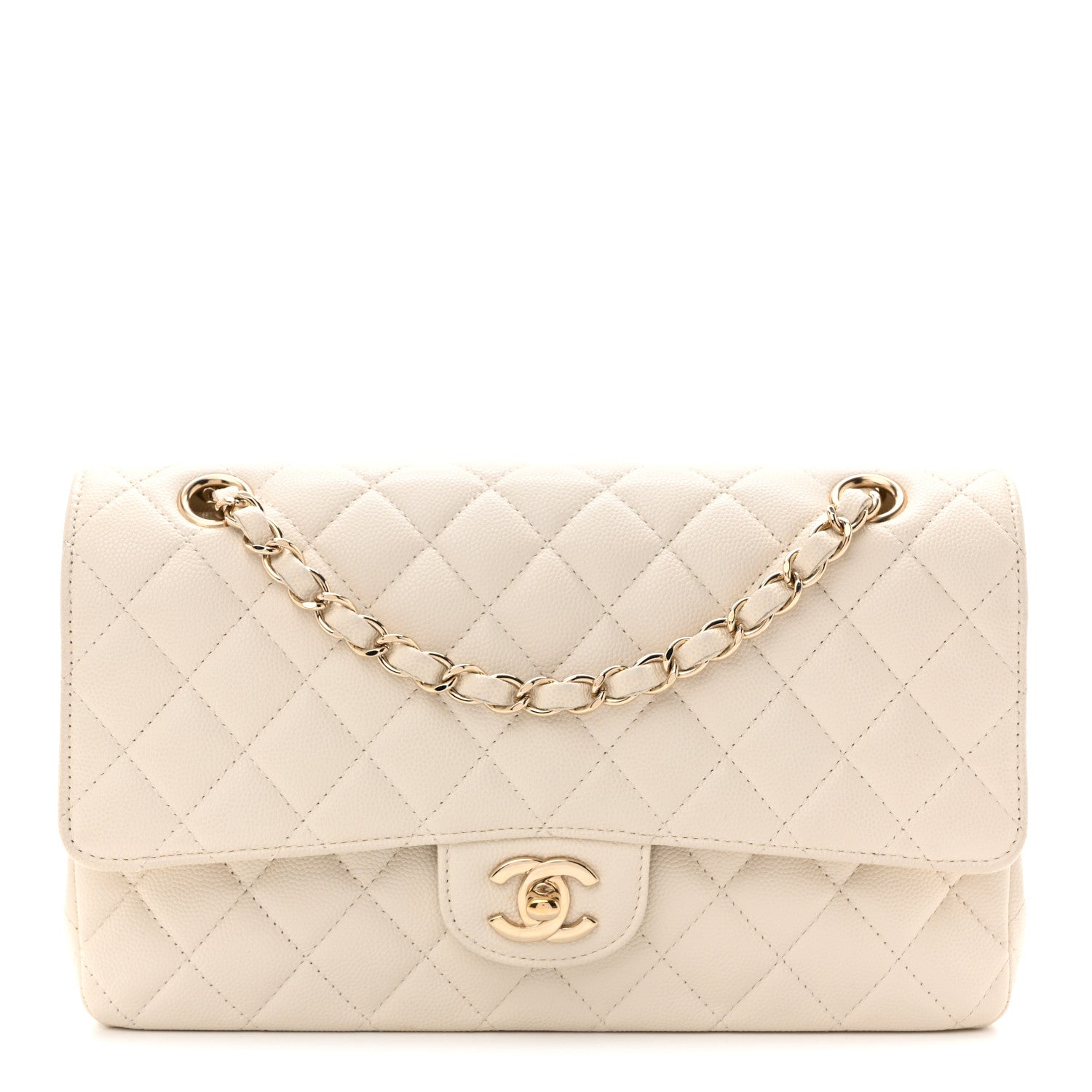 Chanel Caviar Quilted Medium Double Flap White 1 of 12