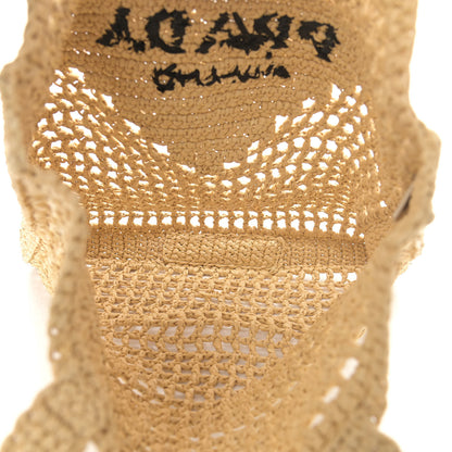 Prada Yarn Raffia Effect Crochet Logo Embroidered Tote Bag Naturale 7 of 10