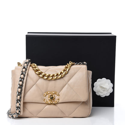 Chanel Lambskin Quilted Medium 19 Flap Beige 11 of 11