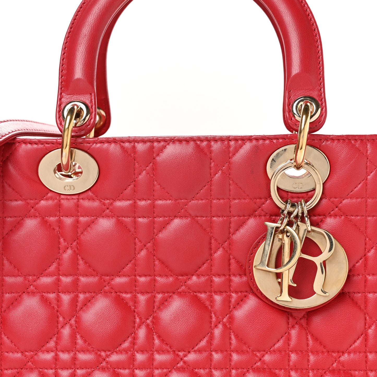 Lambskin Cannage Medium Lady Dior Red