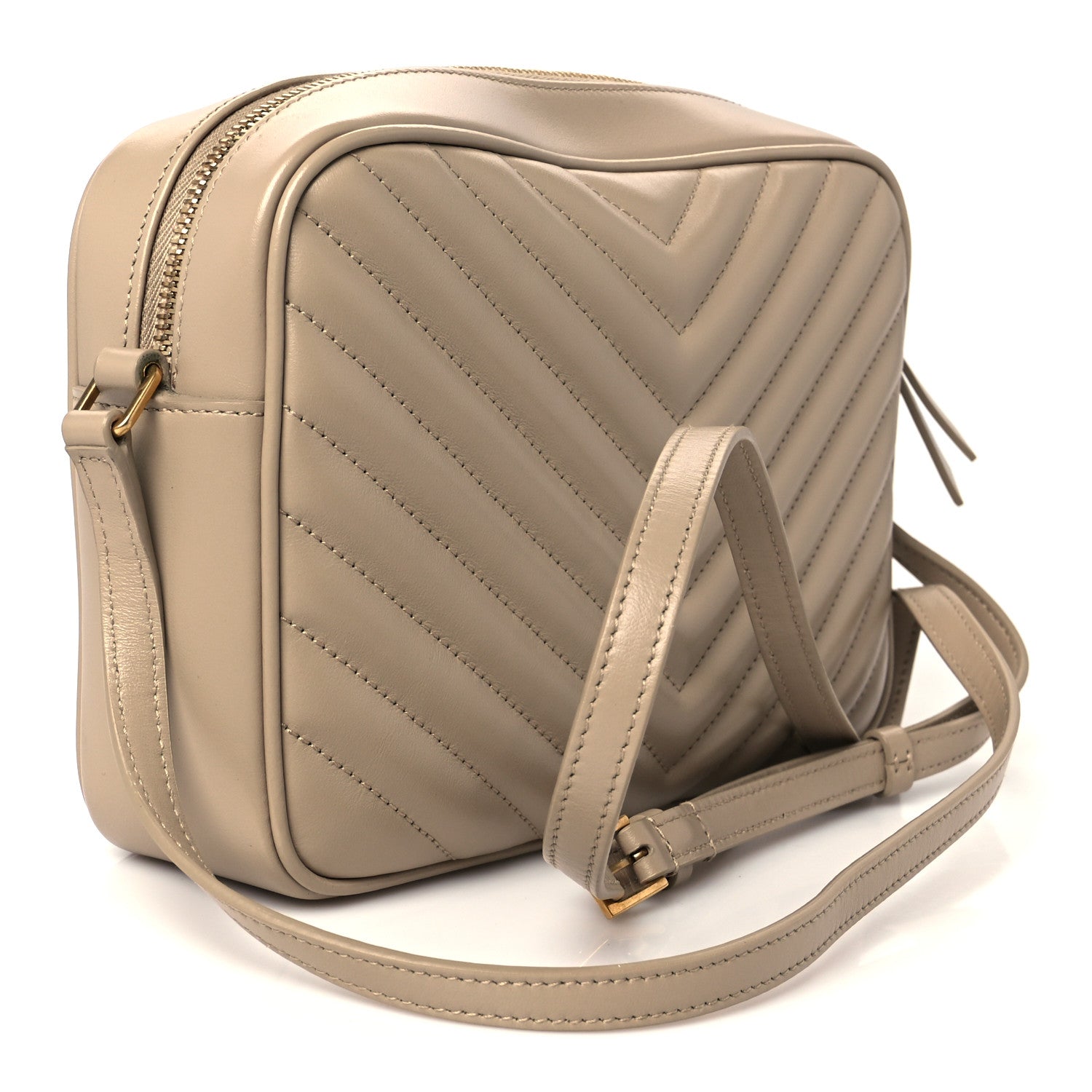 Saint Laurent Calfskin Matelasse Monogram Lou Camera Bag Dark Beige 3 of 10