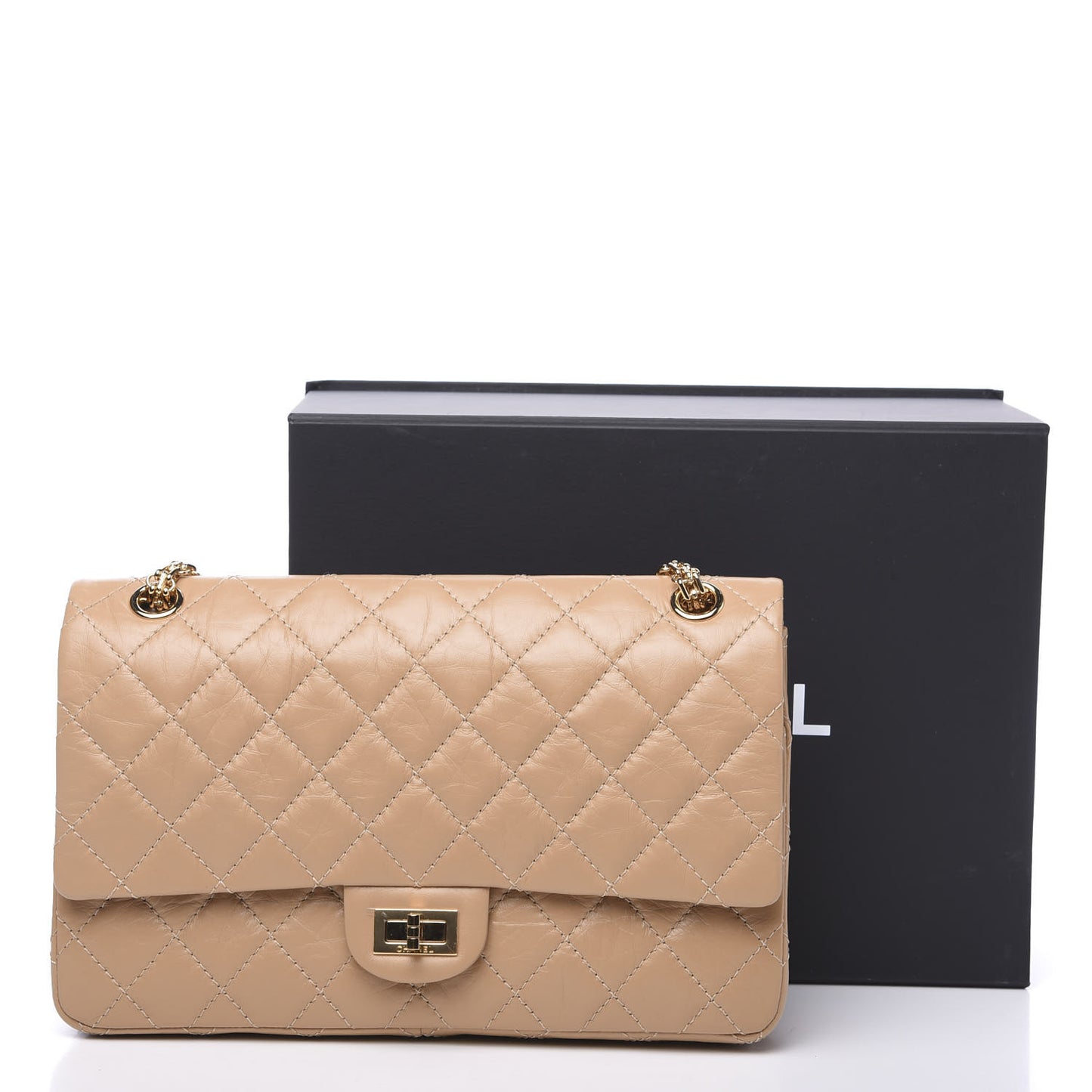 Aged Calfskin Quilted 2.55 Reissue 226 Flap Beige