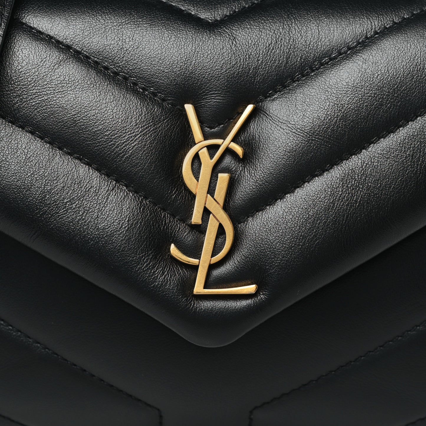 Calfskin Y Quilted Monogram Toy Loulou Crossbody Bag Black
