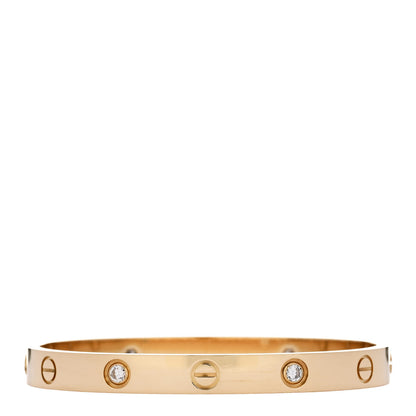 Cartier 18K Yellow Gold 4 Diamond LOVE Bracelet 16 2 of 5