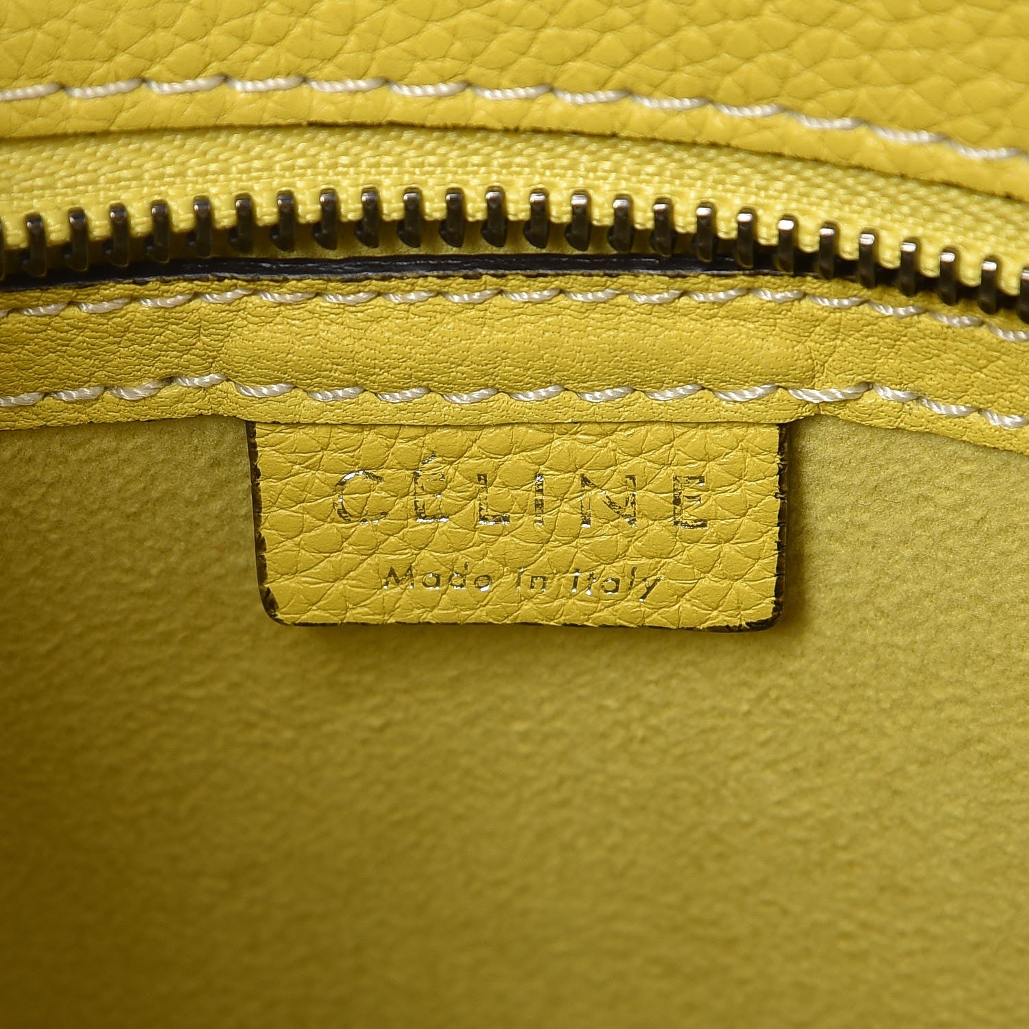 Celine Drummed Calfskin Nano Luggage Citron 6 of 17
