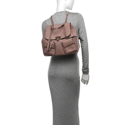 Valentino Garavani Pebbled Calfskin Rockstud Double Pocket Backpack Poudre 2 of 11