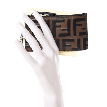 Fendi Vitello Century Bi-Color FF 1974 Embossed Coin Purse Maya Black 2 of 8