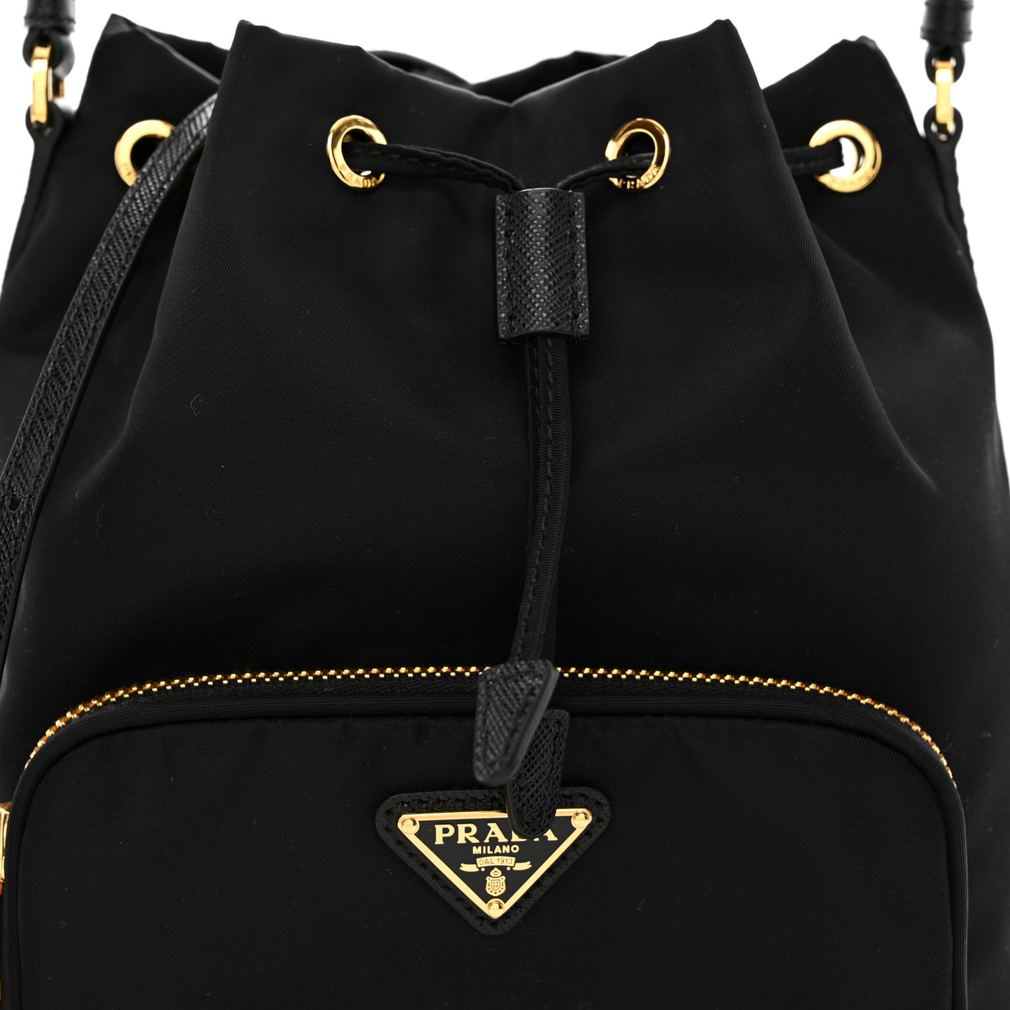 Re-Nylon Duet Drawstring Shoulder Bag Black