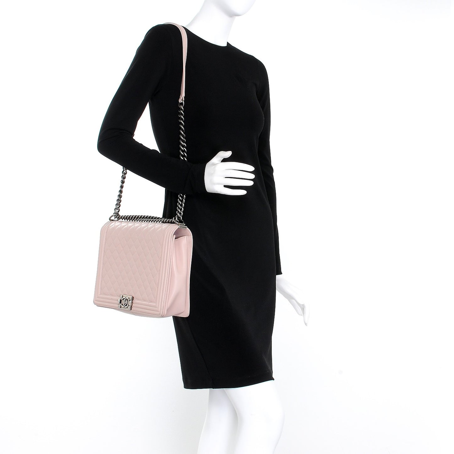 Lambskin Quilted Large Boy Flap Light Pink