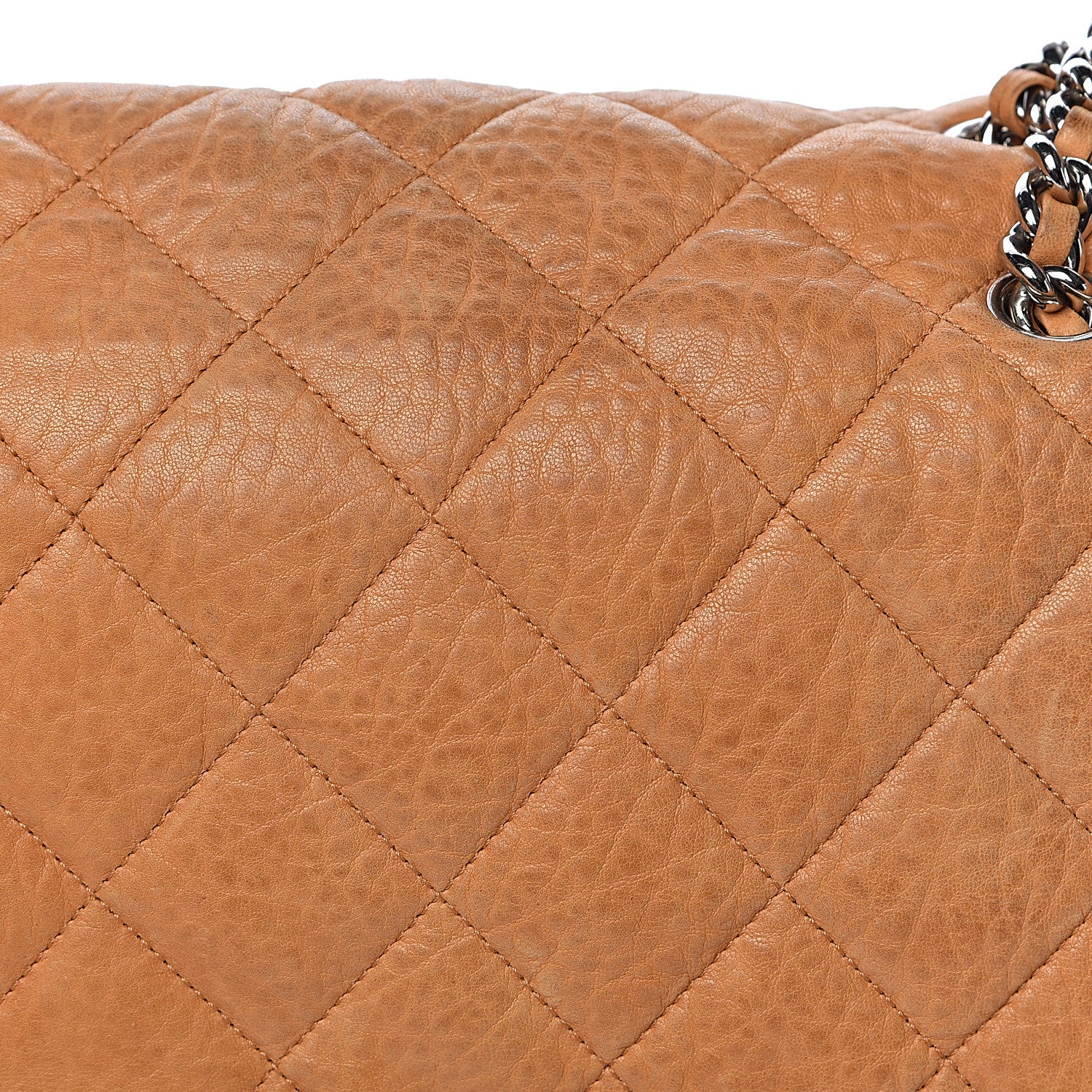 Chanel Washed Lambskin Chain Around Maxi Flap Bag Dark Beige 12 of 18