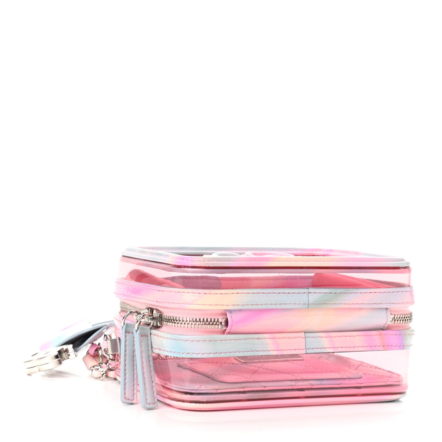 PVC Patent Calfskin Patent Lambskin Small CC Vanity Case Pink