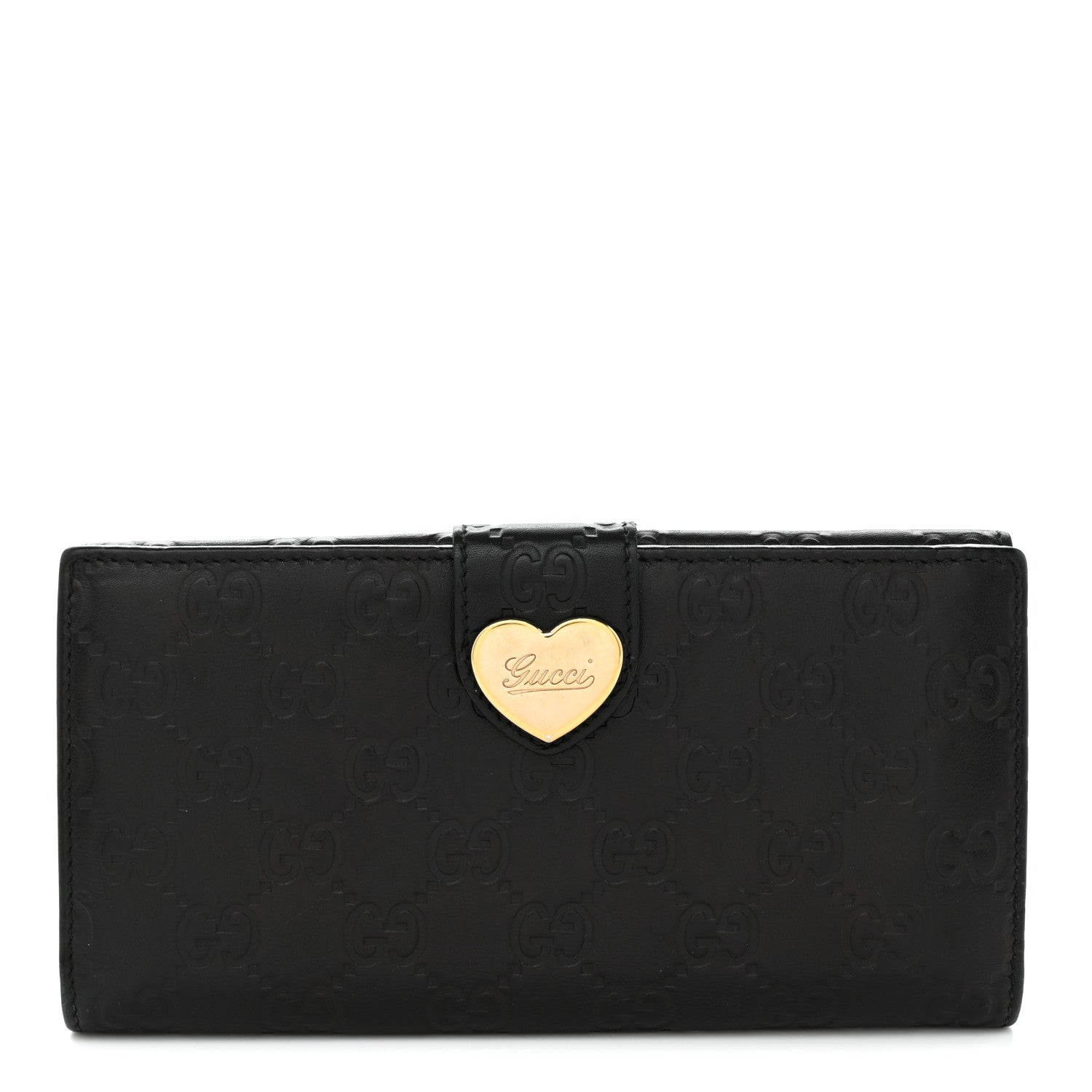 Gucci Guccissima Heart Continental Wallet Black 1 of 7